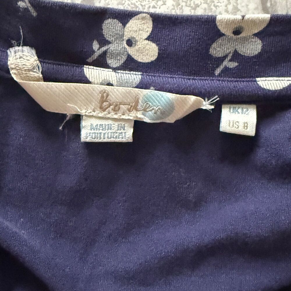 Boden Navy Ditsy Floral Jersey Wrap Dress Cottagecore Feminine Sz 8 - Picture 4 of 8